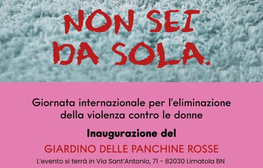 “Non sei sola”: inaugurazione del Giardino delle Panchine Rosse a Limatola (BN)